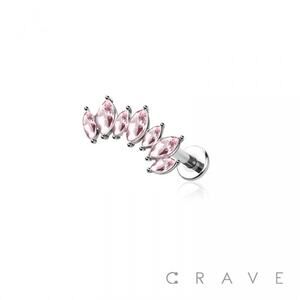 CZ Marquise Cut Moissanite Curve Cartilage Earring-Pink